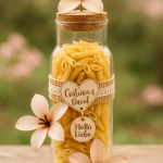 Recuerdo de boda con flor de madera